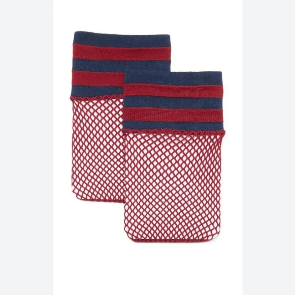 🌁 NWT: 2/$10 FREE PEOPLE; RIOT SPORT FISHNET ANKLE HOSIERY/SOCK, WINE COLORED.